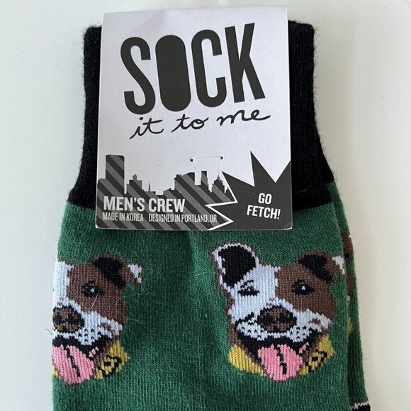 Sock it to me - Dog Socks - Men’s Green - Bulldog - Picture 2 of 4